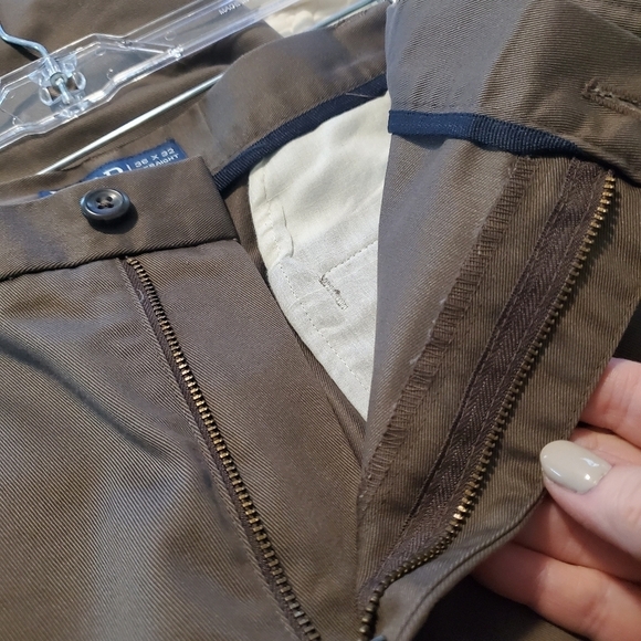 EC IZOD Brown Chinos Flat Front Size 36W x 32L, Business Casual, Preppy - Picture 7 of 9